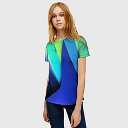 Футболка женская Color blue green, цвет: 3D-принт — фото 2