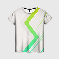 Женская футболка Color white line green