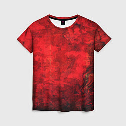 Женская футболка Абстракция - red shabby wall