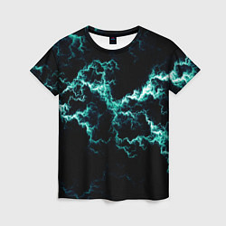Футболка женская Lightning light blue glow, цвет: 3D-принт