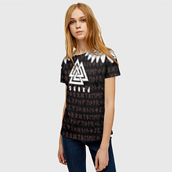 Футболка женская Асгард на фоне рун и валькнут, цвет: 3D-принт — фото 2