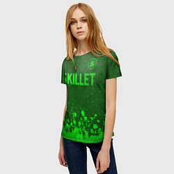 Футболка женская Skillet - green gradient посередине, цвет: 3D-принт — фото 2