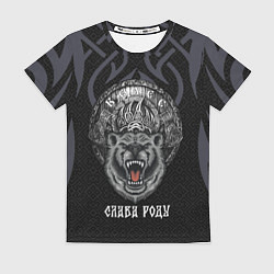 Футболка женская Медведь воин в щите, цвет: 3D-принт