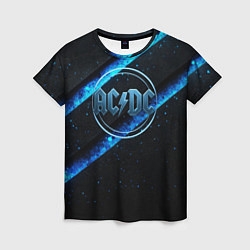 Футболка женская ACDC черно-синяя текстура, цвет: 3D-принт