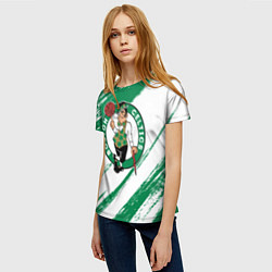 Футболка женская Boston Celtics white and green, цвет: 3D-принт — фото 2