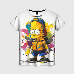 Женская футболка Рисунок красками Барт Симпсон