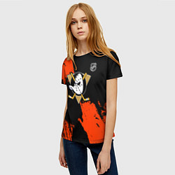 Футболка женская Анахайм Дакс - оранжевая краска, цвет: 3D-принт — фото 2