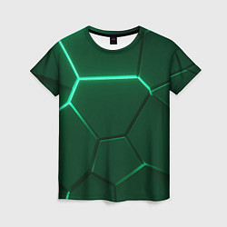 Футболка женская Зеленые плиты с неоном, цвет: 3D-принт