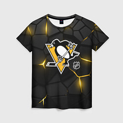 Футболка женская Питтсбург Пингвинз - плиты с подсветкой, цвет: 3D-принт