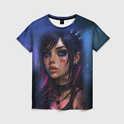 Футболка женская Девушка неформалка cosmic hell goth, цвет: 3D-принт