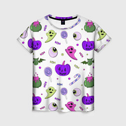 Женская футболка Halloween purple pumpkin pattern