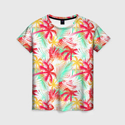 Футболка женская Palm red yellow, цвет: 3D-принт