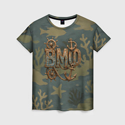 Футболка женская ВМФ старые буквы, цвет: 3D-принт