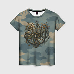 Футболка женская ВМФ и большой якорь, цвет: 3D-принт