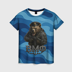 Футболка женская ВМФ медведь, цвет: 3D-принт