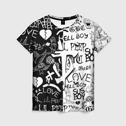 Футболка женская Doom x liil peep pattern black, цвет: 3D-принт