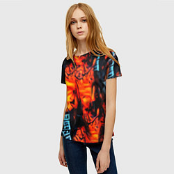 Футболка женская Абстрактная текстура рыжего пламени, цвет: 3D-принт — фото 2