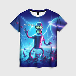Футболка женская Bender on neon planet - ai art fantasy, цвет: 3D-принт