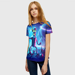 Футболка женская Bender on neon planet - ai art fantasy, цвет: 3D-принт — фото 2