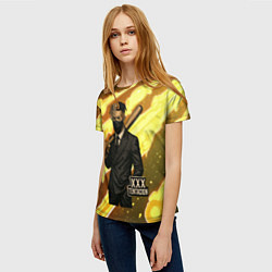Футболка женская XXXTentacion в пиджаке с битой, цвет: 3D-принт — фото 2