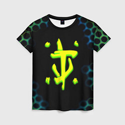 Футболка женская Doom соты кислотное лого, цвет: 3D-принт