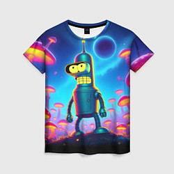 Футболка женская Сынишка Бендера в сказочном лесу светящихся грибов, цвет: 3D-принт