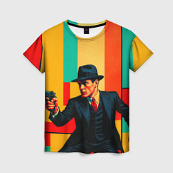 Футболка женская Мужчина с пистолетом поп-арт, цвет: 3D-принт