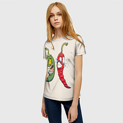 Футболка женская Мультяшные чили перцы безумные, цвет: 3D-принт — фото 2