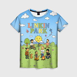 Женская футболка Linkin Park мультяшный стиль на поляне