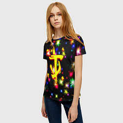 Футболка женская Doom новогодние искры, цвет: 3D-принт — фото 2