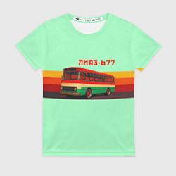 Футболка женская Ретро автобус ЛиАЗ 677, цвет: 3D-принт