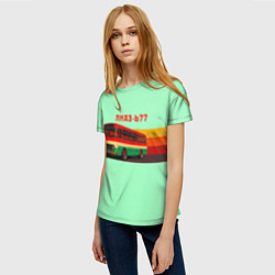 Футболка женская Ретро автобус ЛиАЗ 677, цвет: 3D-принт — фото 2