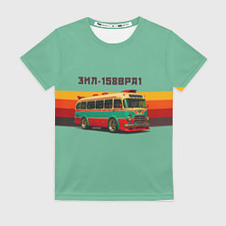 Футболка женская Ретро автобус ЗИЛ 158ВРА1 поп-арт, цвет: 3D-принт