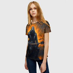 Футболка женская Гитарист играющий в пламени, цвет: 3D-принт — фото 2
