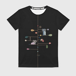 Футболка женская Ученые совы осенью в лесу, цвет: 3D-принт