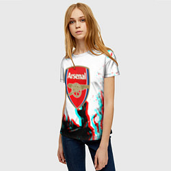Футболка женская Arsenal огонь глитч, цвет: 3D-принт — фото 2