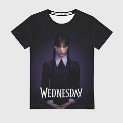 Футболка женская Уэнсдэй в черных слезах Wednesday, цвет: 3D-принт