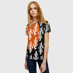 Футболка женская Паттерн с угловатыми листьями, цвет: 3D-принт — фото 2