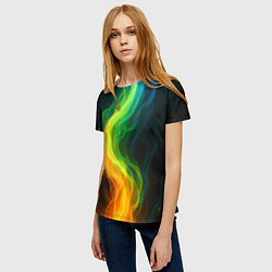 Футболка женская Разноцветное пламя, цвет: 3D-принт — фото 2