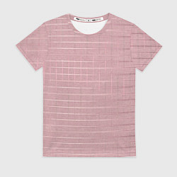 Футболка женская Пыльно-розовый текстура с полосами однотонный, цвет: 3D-принт
