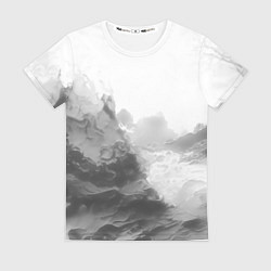 Футболка женская Абстракция серые волны, цвет: 3D-принт