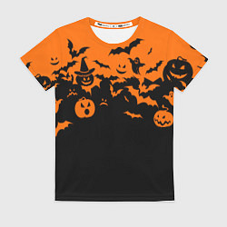 Женская футболка Хэллоуин тыквы и призраки