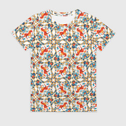 Женская футболка Орнамент с лошадью - символом Нового 2026 года