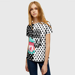 Футболка женская Liverpool черно белые точки, цвет: 3D-принт — фото 2