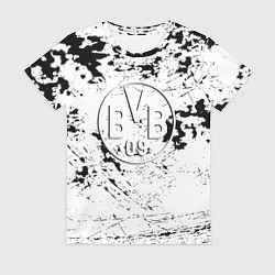 Футболка женская Borussia черно белые краски, цвет: 3D-принт