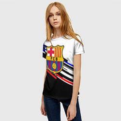 Футболка женская Barcelona полосы текстура спорт, цвет: 3D-принт — фото 2