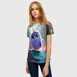 Футболка женская Круглый удивленный птенец, цвет: 3D-принт — фото 2