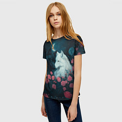 Футболка женская Влюбленные волки и розы, цвет: 3D-принт — фото 2