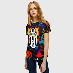 Футболка женская Juventus хэллоуин неон, цвет: 3D-принт — фото 2