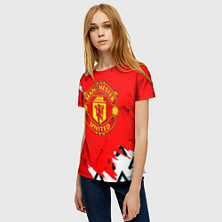 Футболка женская Манчестер Юнайтед символы краски, цвет: 3D-принт — фото 2